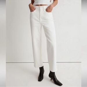 Madewell NWT Petite Perfect Vintage Wide Leg Crop Jeans Size 32P High Rise White